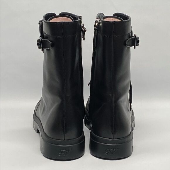 Roger Vivier Walkyviv Calfskin Crystal-Buckle Mid Boots size 41.5 - Picture 8 of 15